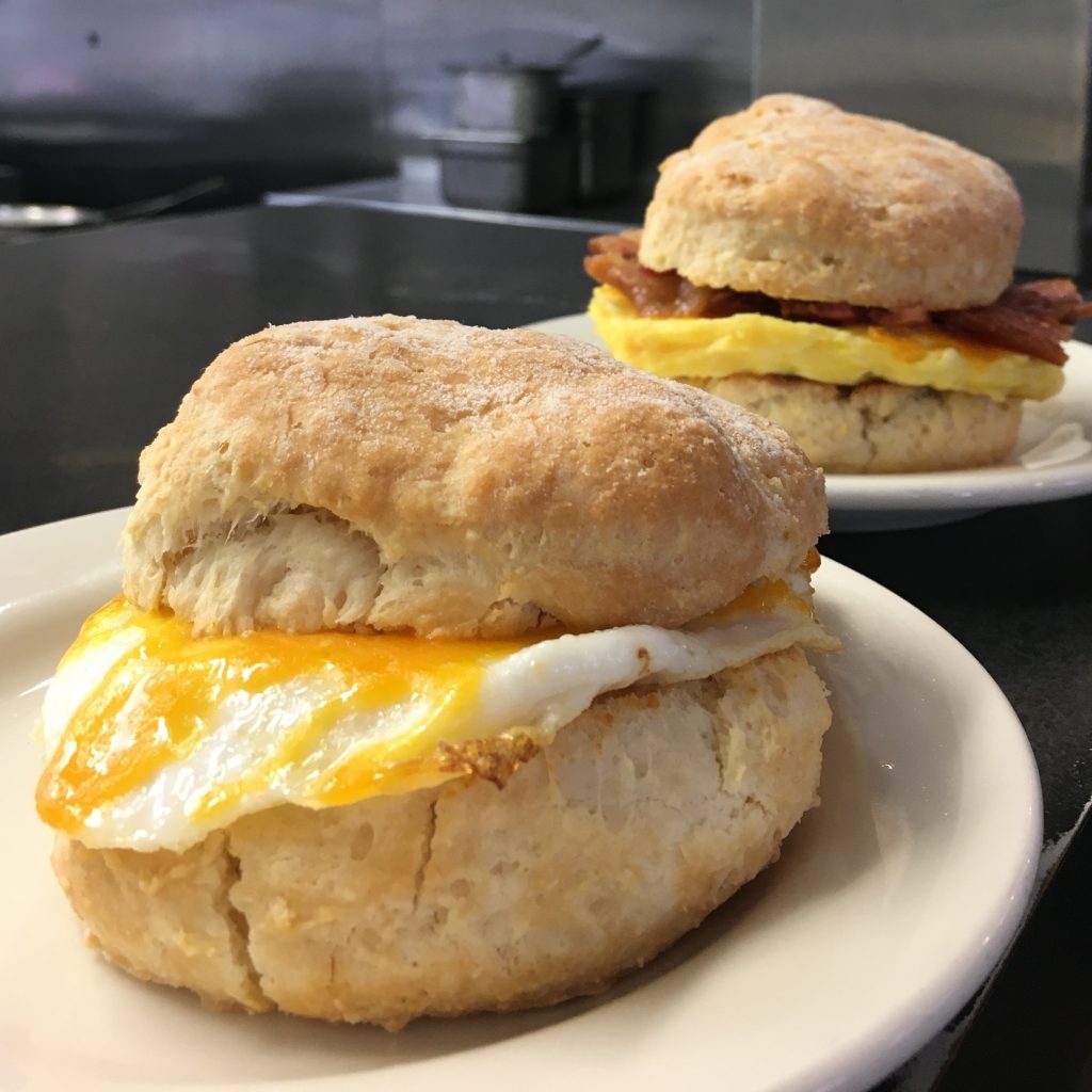 Biscuit Sandwich, with fried or scrambled eggs, optional bacon or sausage